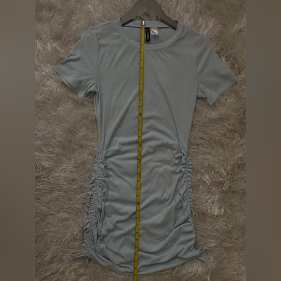 Short Sleeve Baby Blue Side Bow-Tie Mini Dress - Picture 2 of 5